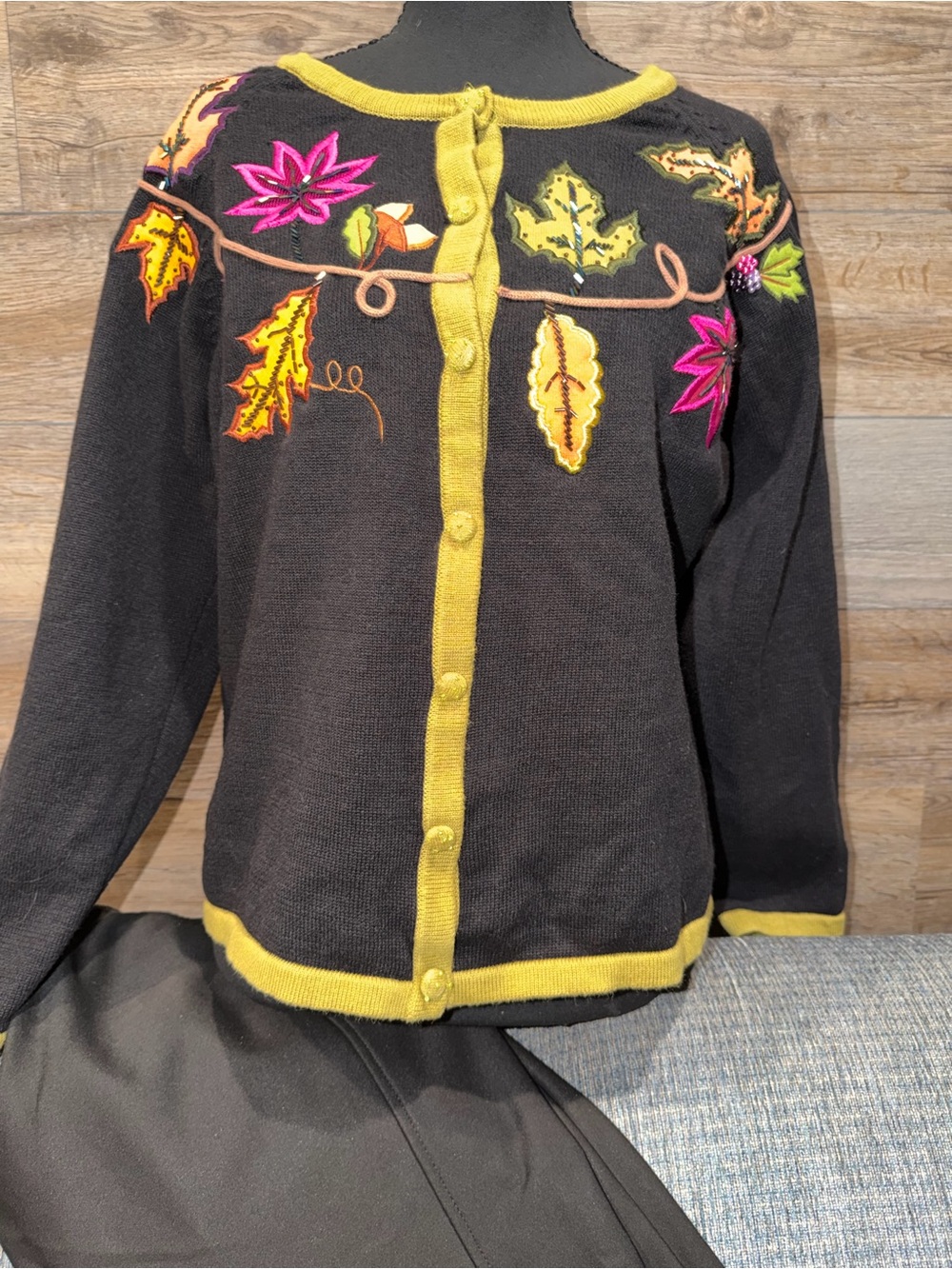 VINTAGE Bobbie Bell black knit cardigan